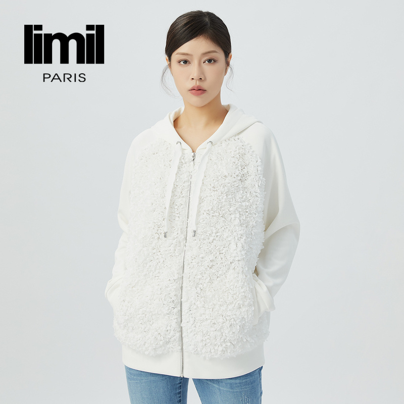 阿玛施丽米儿limil 拼接设计纯色休闲连帽外套9400141