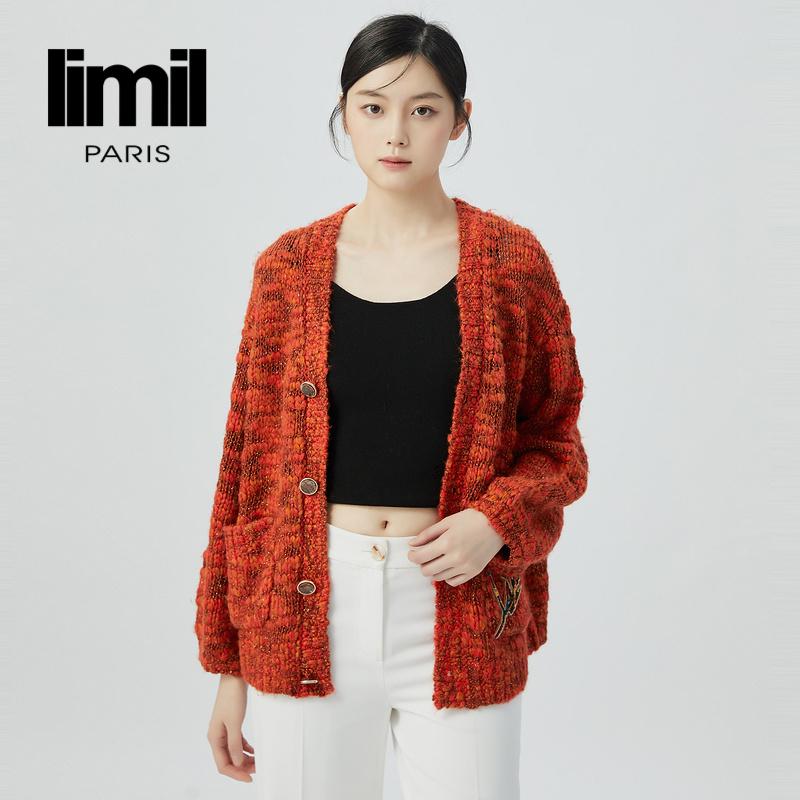 丽米儿limil 小鹿手缝珠片V领开衫9499010