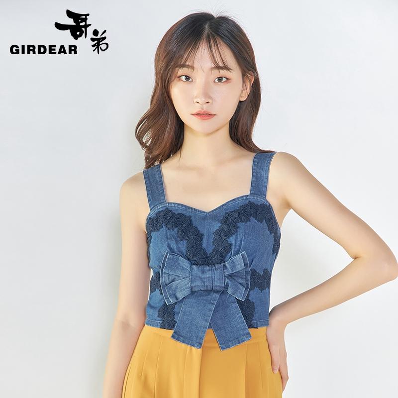哥弟女装 修身蕾丝牛仔背心1300503