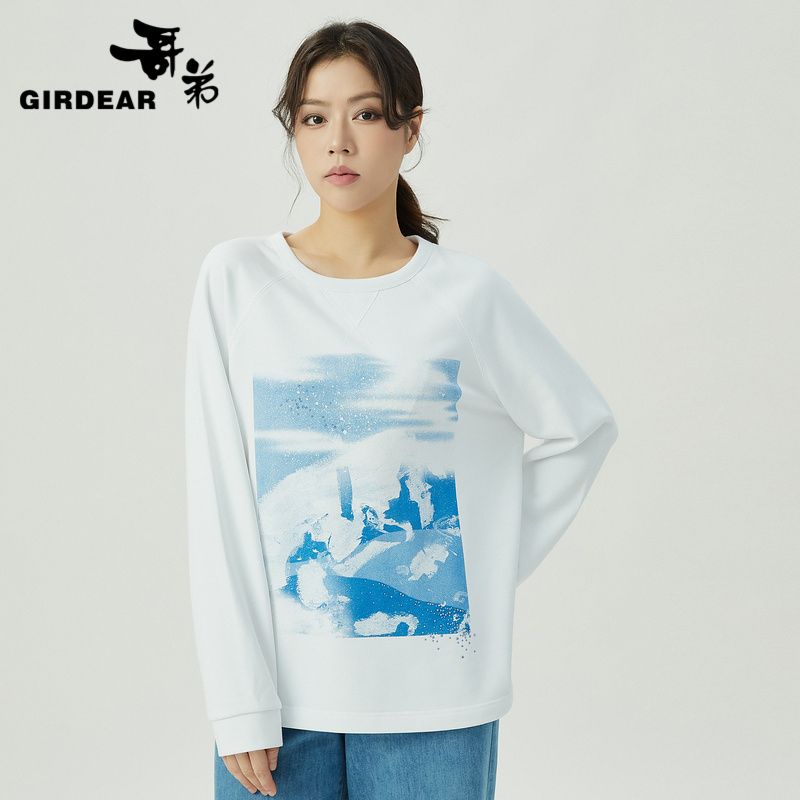 哥弟 纯净的美好系列圆领宽松卫衣1300967