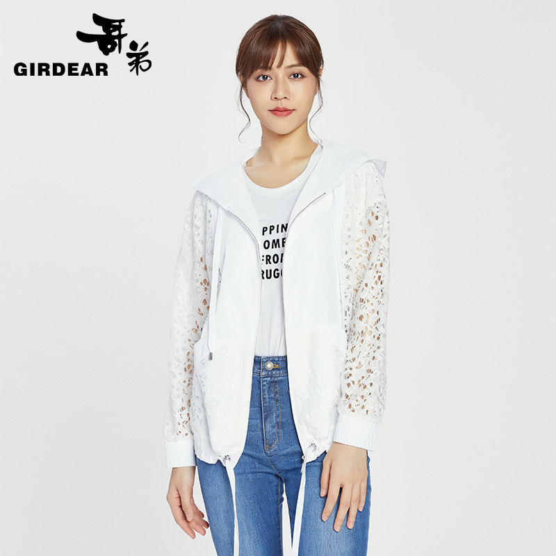 哥弟女装 镂空连帽棒球服外套1400240-2