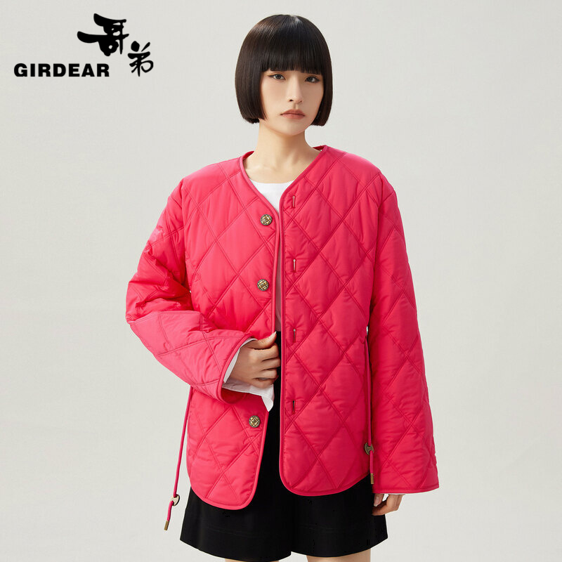哥弟 轻薄新雪丽菱格绗缝棉服外套1400648