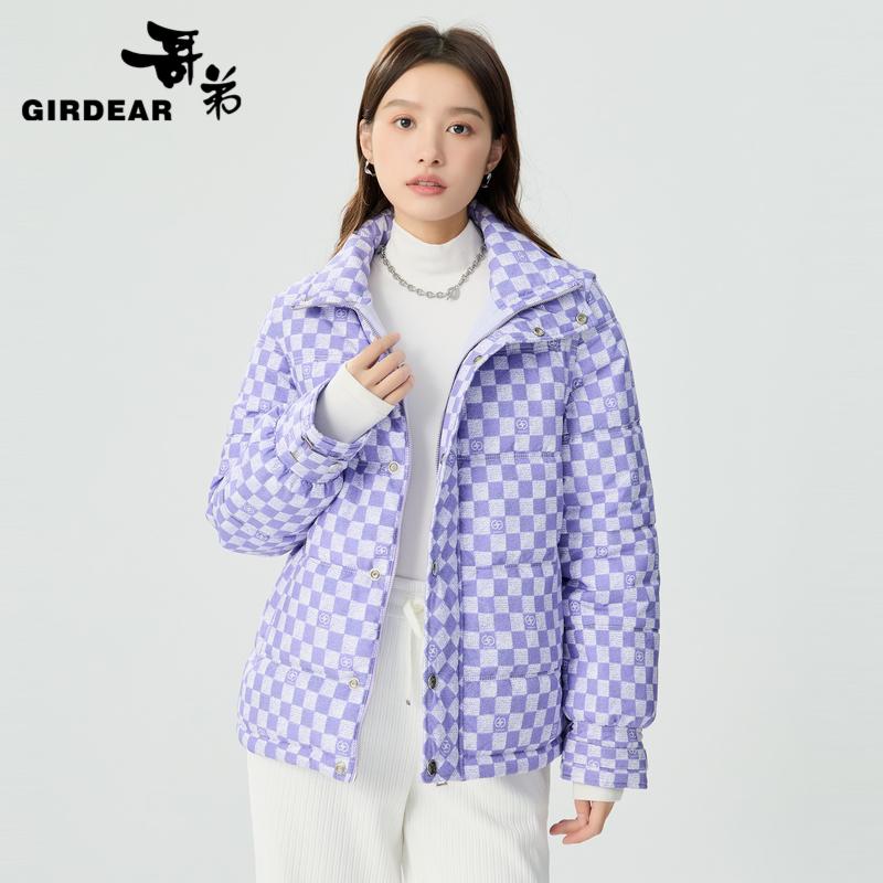 哥弟  新雪丽高领蓬松感袖子可拆卸两穿棉服1400747