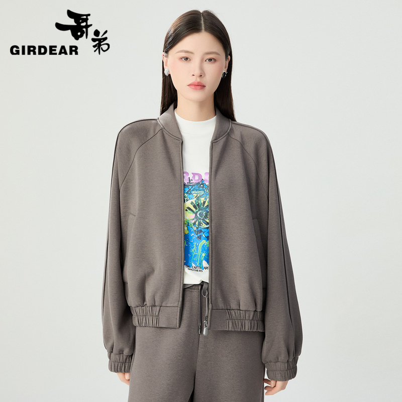 哥弟 棒球领拼接设计感百搭休闲外套1400789