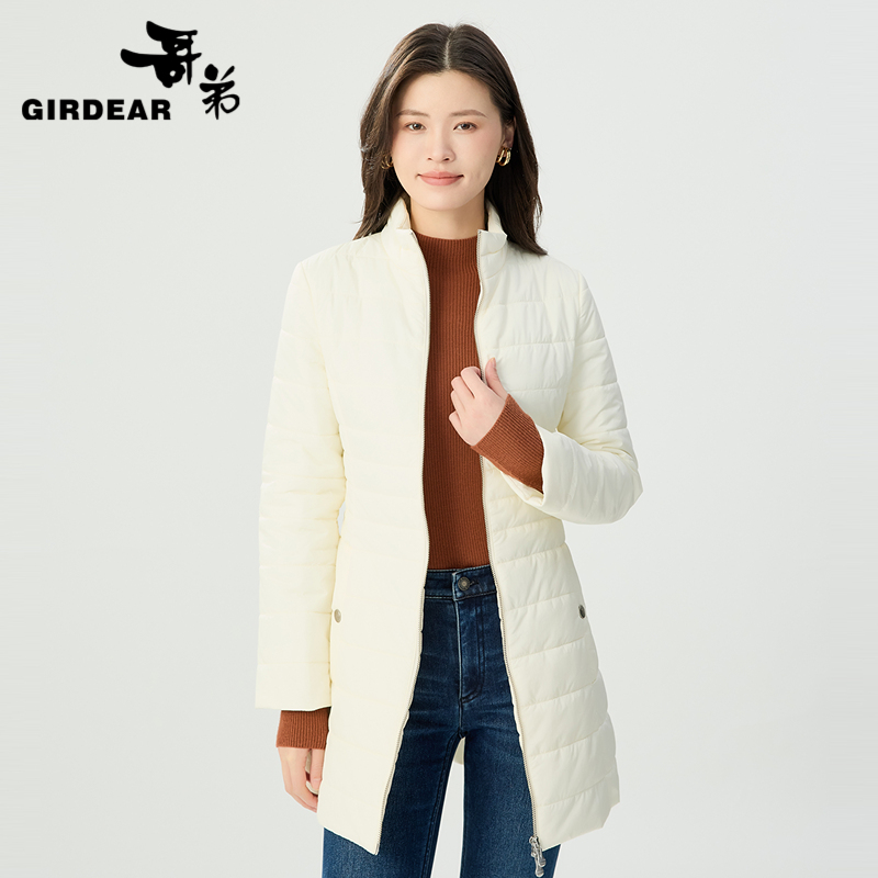 哥弟  半高领双头拉链设计绗缝棉服外套1400797