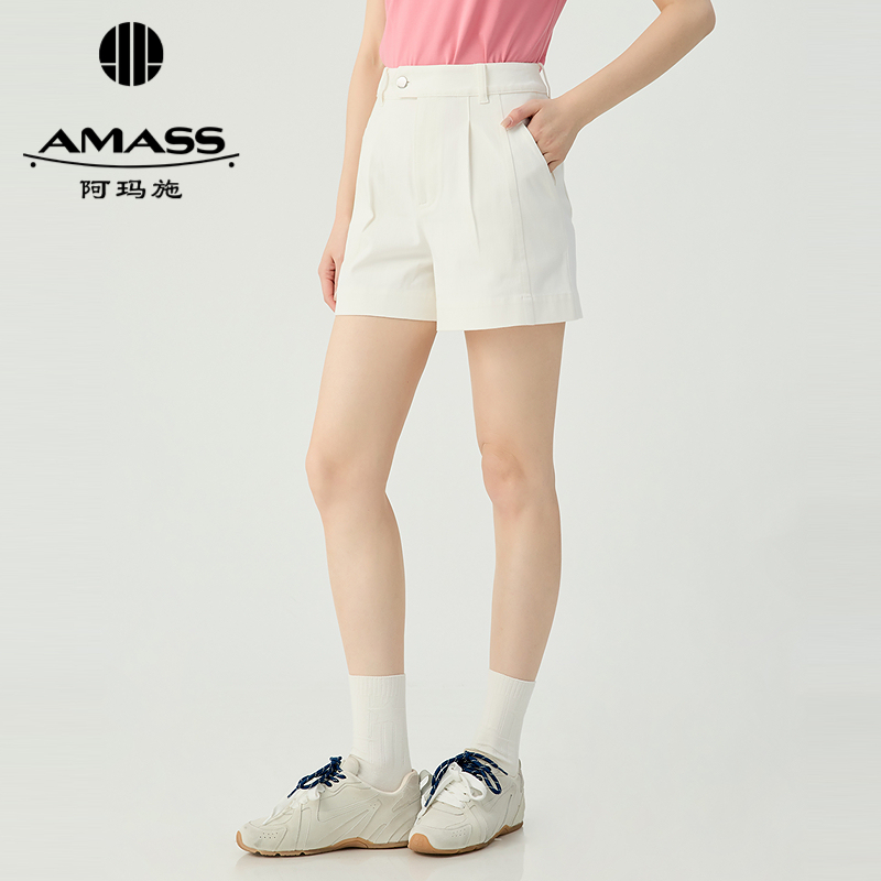阿玛施AMASS 随性出行百搭时尚做褶牛仔短裤510003