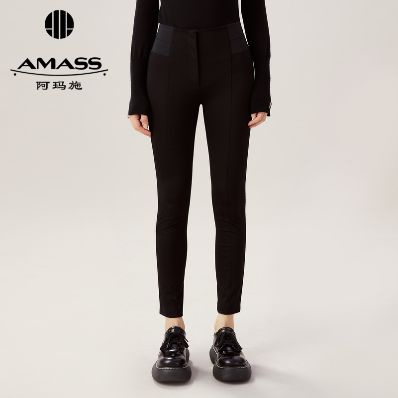 AMASS阿玛施 经典百搭高腰加绒小黑裤5100295