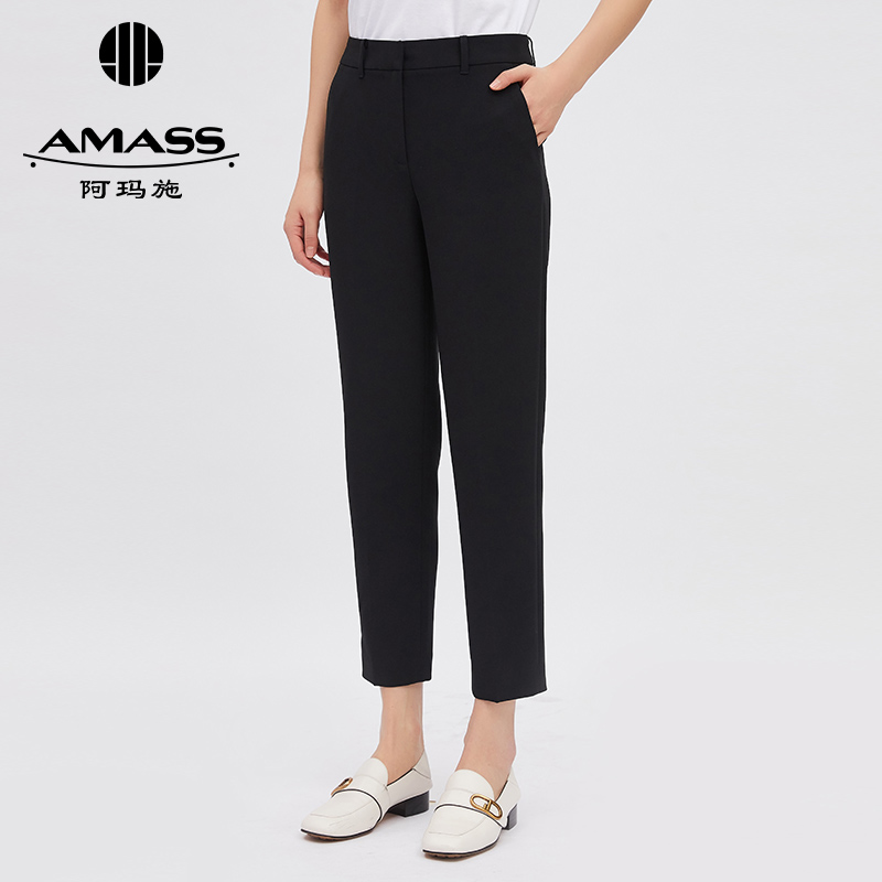 阿玛施AMASS 夏款通勤时尚百搭中腰显瘦烟管西裤5100302