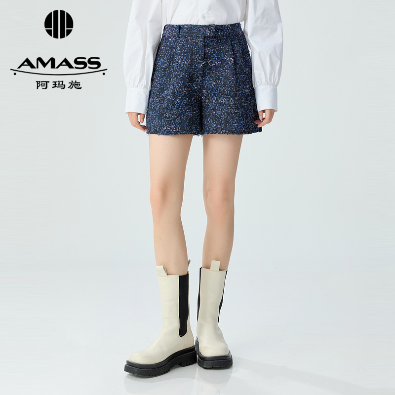 阿玛施AMASS 高级质感编织肌理经典小香料短裤5100311
