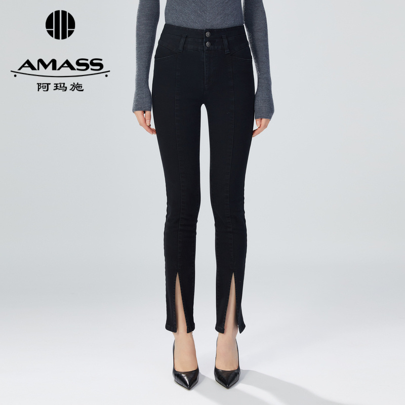 AMASS阿玛施 高腰双扣剪刀长裤5100378