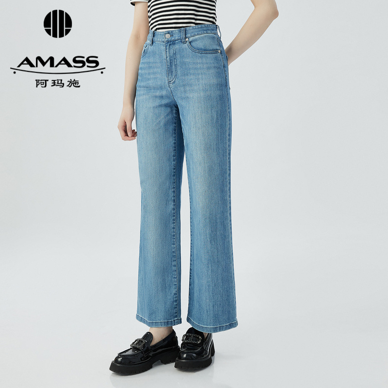AMASS阿玛施 高腰水洗牛仔长裤5100388