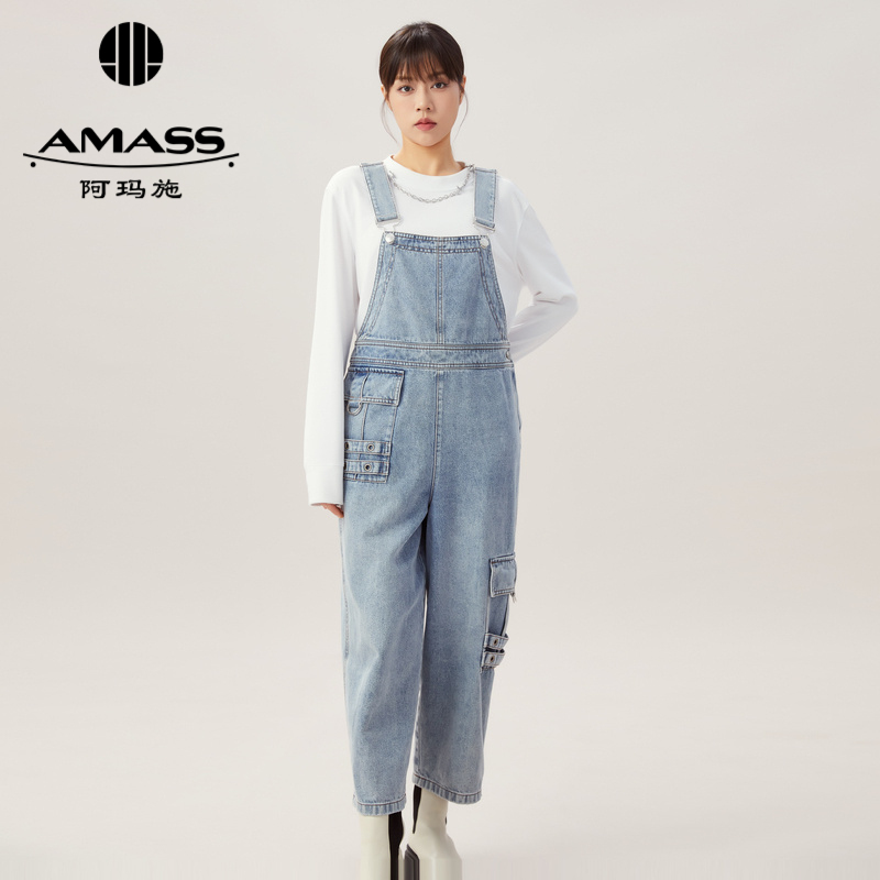 AMASS阿玛施 减龄时尚牛仔背带裤5100406