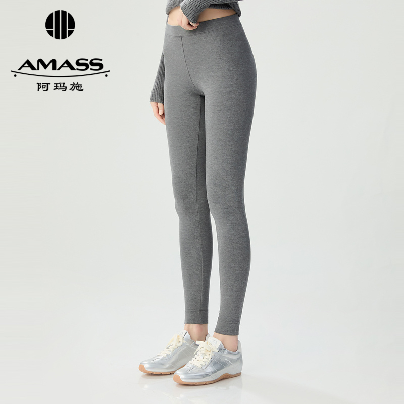 阿玛施AMASS 新款女装百搭气质弹力鲨鱼裤修身显瘦打底裤5100415