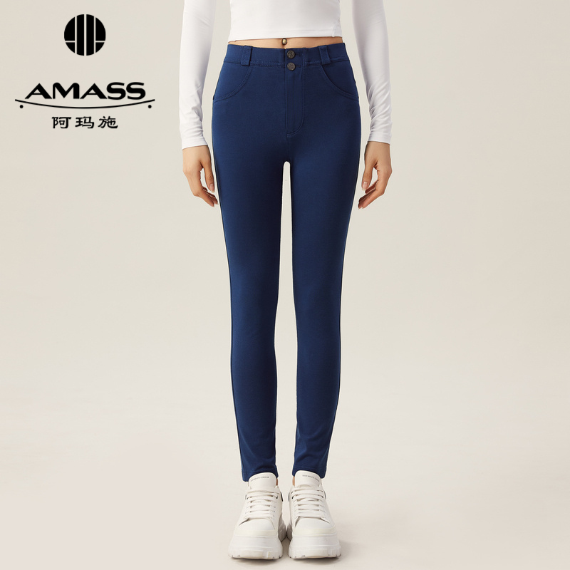 AMASS阿玛施 松紧腰头修身高腰显瘦女士牛仔裤5100420