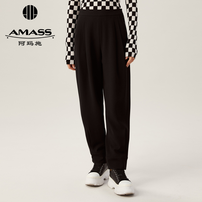 AMASS阿玛施通勤利落侧开扣锥形束脚西裤5100459
