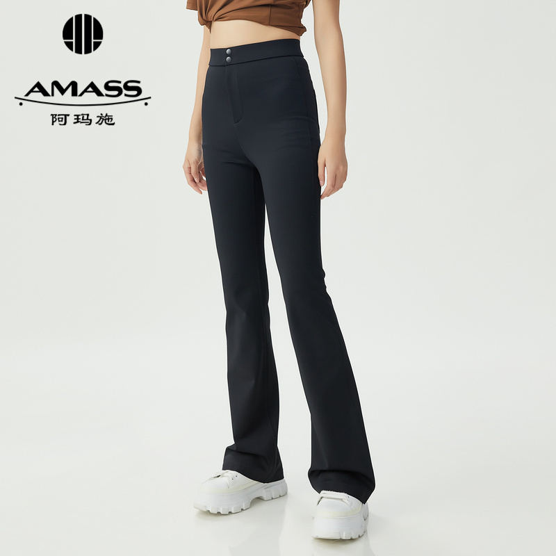 阿玛施AMASS 随心裁剪吸湿排汗功能瑜伽高腰微喇长裤5100540