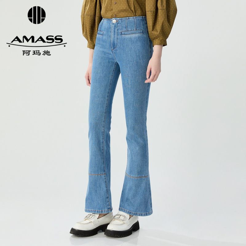 阿玛施AMASS 复古时髦丹宁微喇牛仔裤5100544