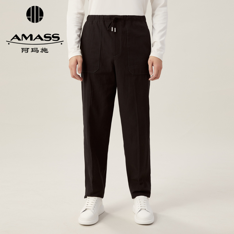 AMASS阿玛施共享衣橱松紧腰系带男款休闲长裤5195001