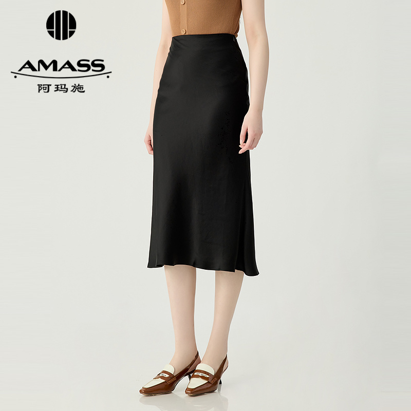 阿玛施AMASS 知性女人通勤包臀鱼尾长裙5200260