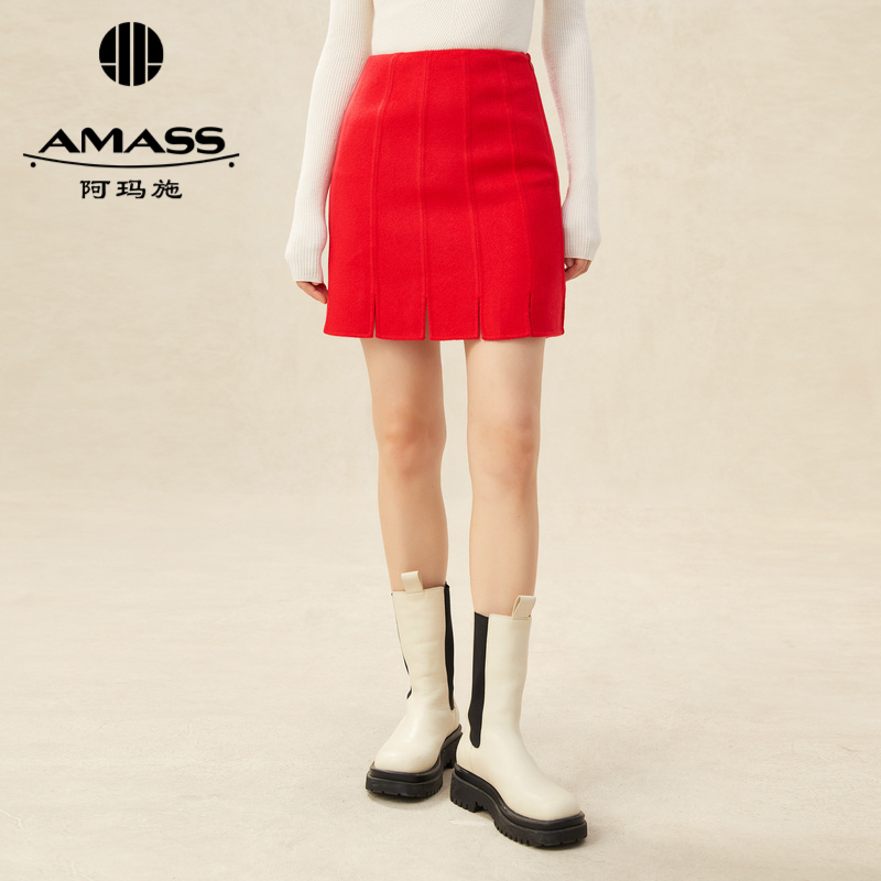 AMASS阿玛施 红色双面尼半裙5200364