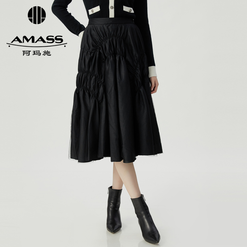 阿玛施AMASS  不规则线条设计纱裙5200377