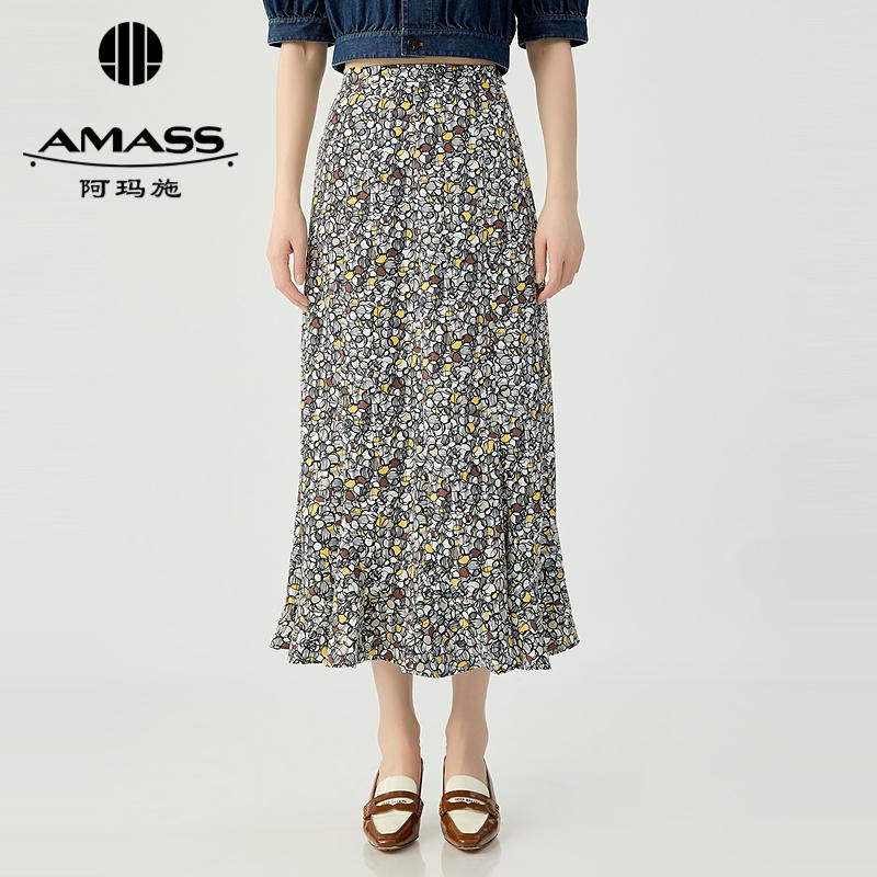 阿玛施AMASS 新款浪漫花色鱼尾长半裙5200385