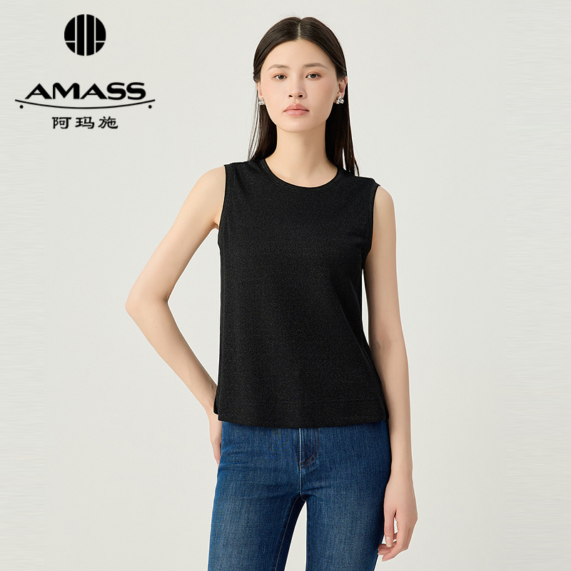 阿玛施AMASS 时尚百搭闪葱圆领打底背心530023