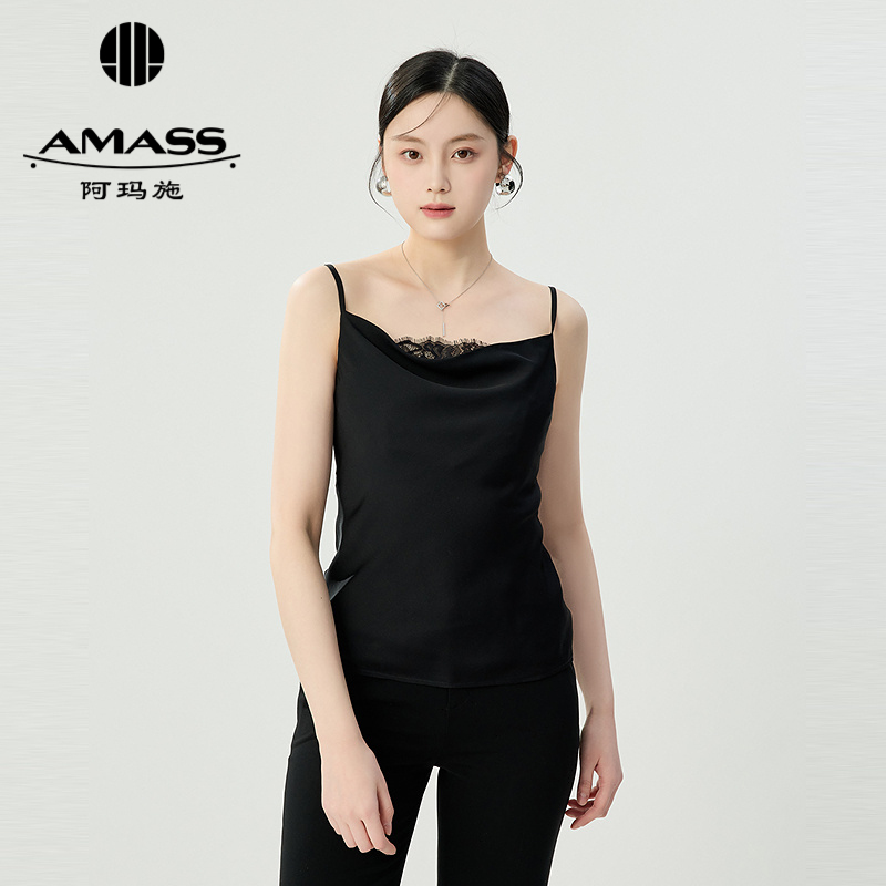 阿玛施AMASS 百搭舒适荡领丝质细肩带背心530041