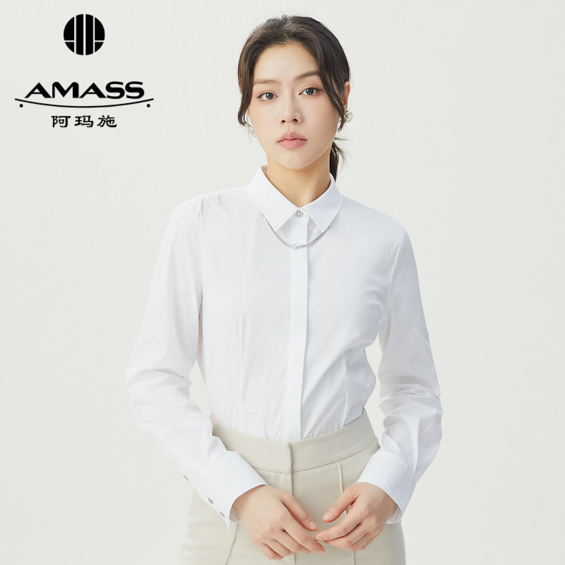 AMASS阿玛施简约基础百搭款通勤修身衬衫衬衣5300423