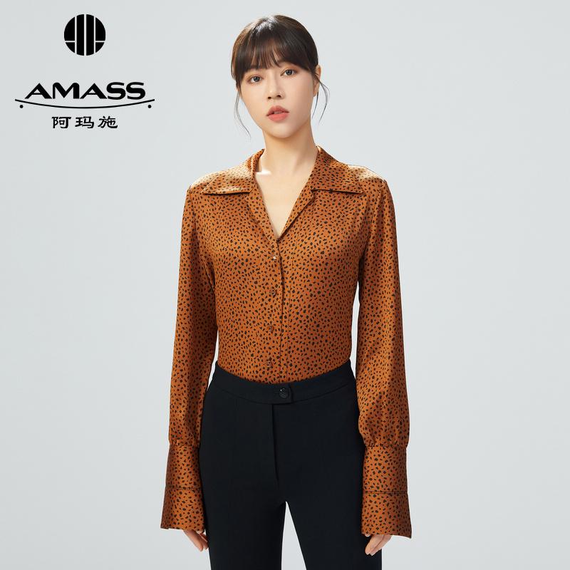 AMASS阿玛施 新款复古印花翻领长袖衬衫5300523-1