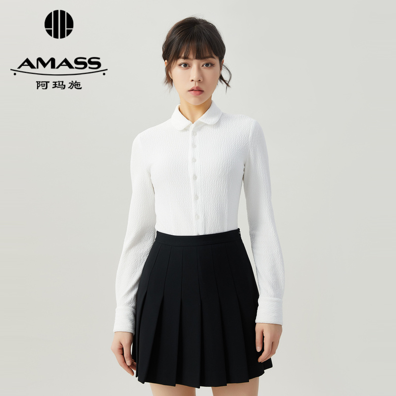 AMASS阿玛施 春夏新款素面百搭修身衬衫5300528