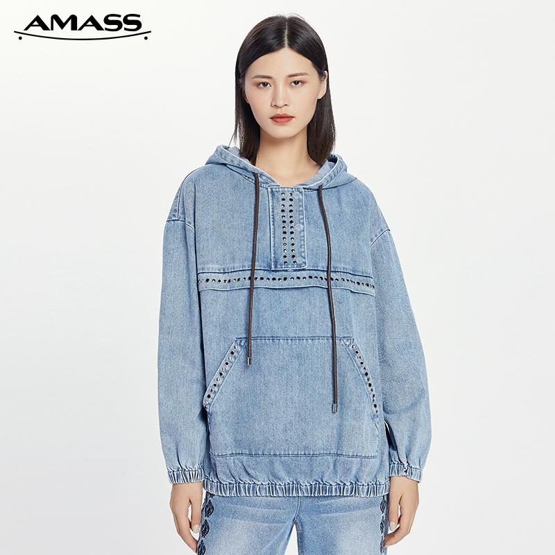 AMASS阿玛施 潮牌铆钉牛仔卫衣5300553