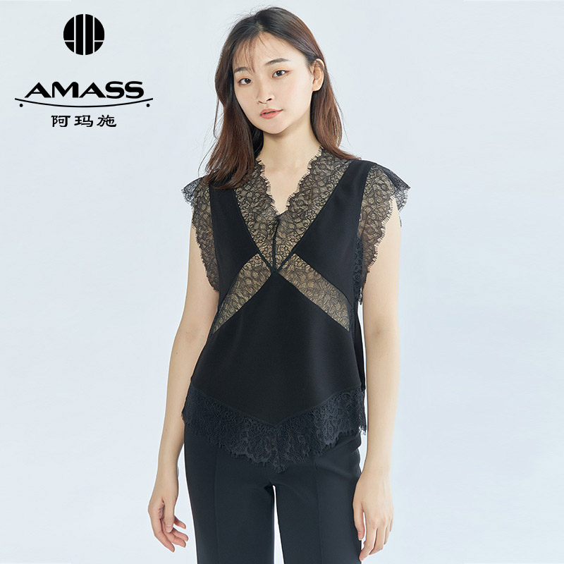 AMASS阿玛施 限量款色丁蕾丝背心5300598