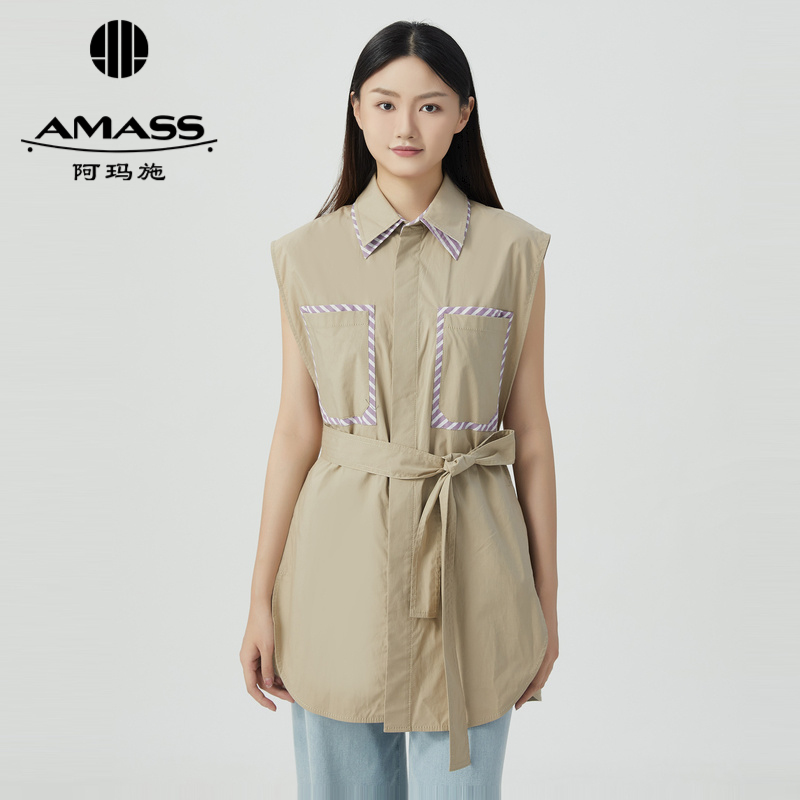 AMASS阿玛施 收腰衬衫款马甲 附腰带5300641