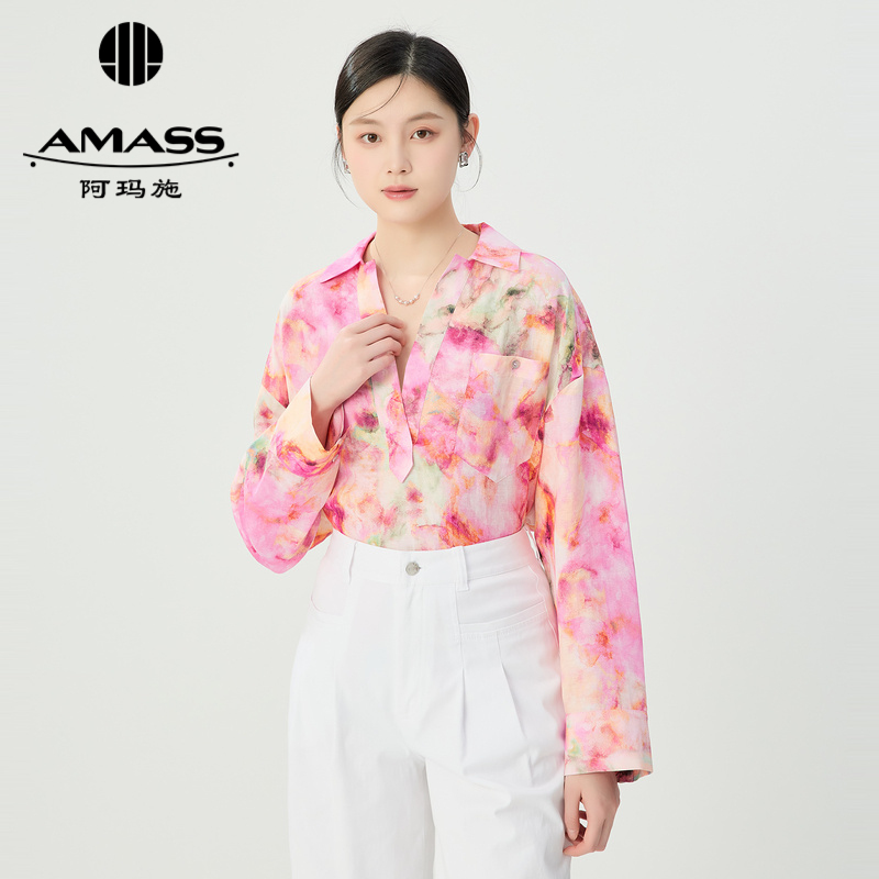阿玛施AMASS 夏日松弛感浪漫透视衬衫5300724