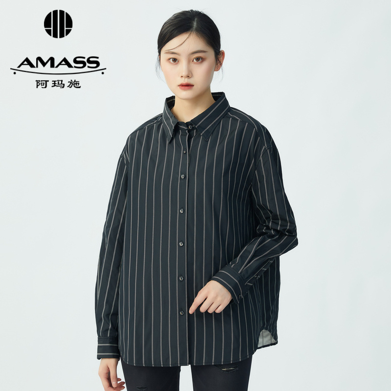 AMASS阿玛施 个性肩带两穿宽松廓版长袖衬衫5300733-2