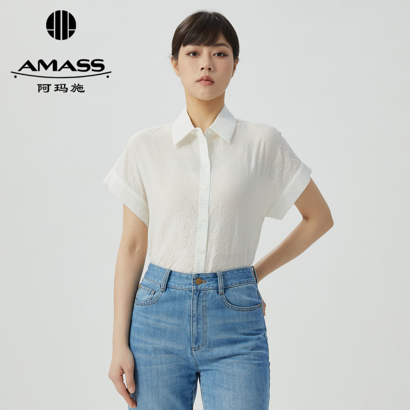 AMASS阿玛施 简约短袖衬衫微透5300756