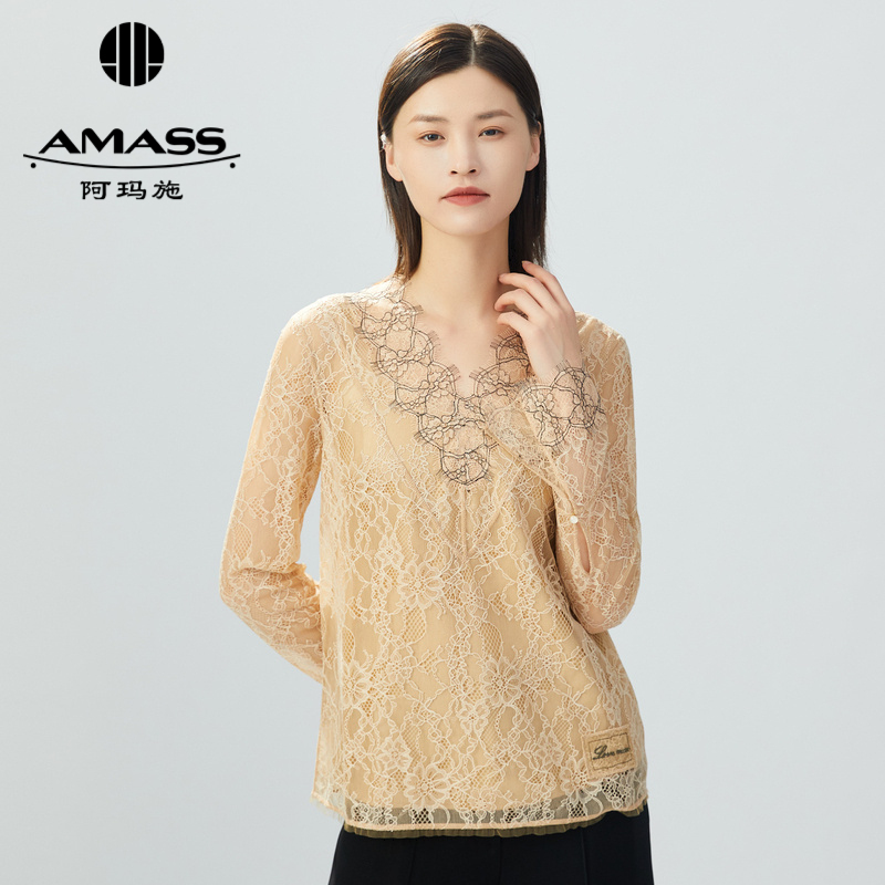 AMASS阿玛施 女神V领蕾丝上衣(两件套) 5300778