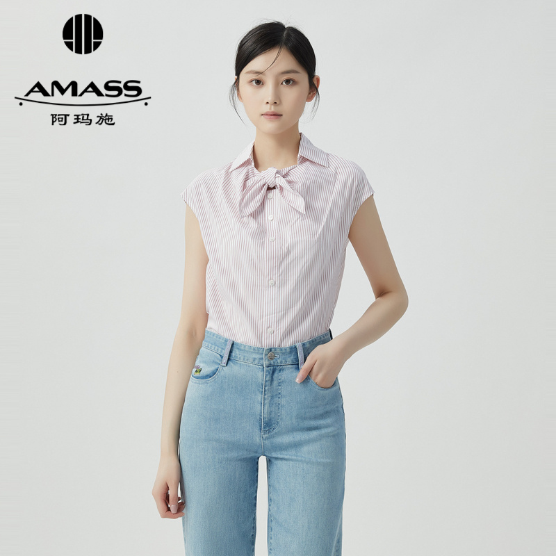 AMASS阿玛施 复古条纹无袖衬衫5300803