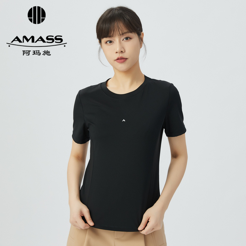 阿玛施AMASS 素色百搭圆领修身T恤5300804