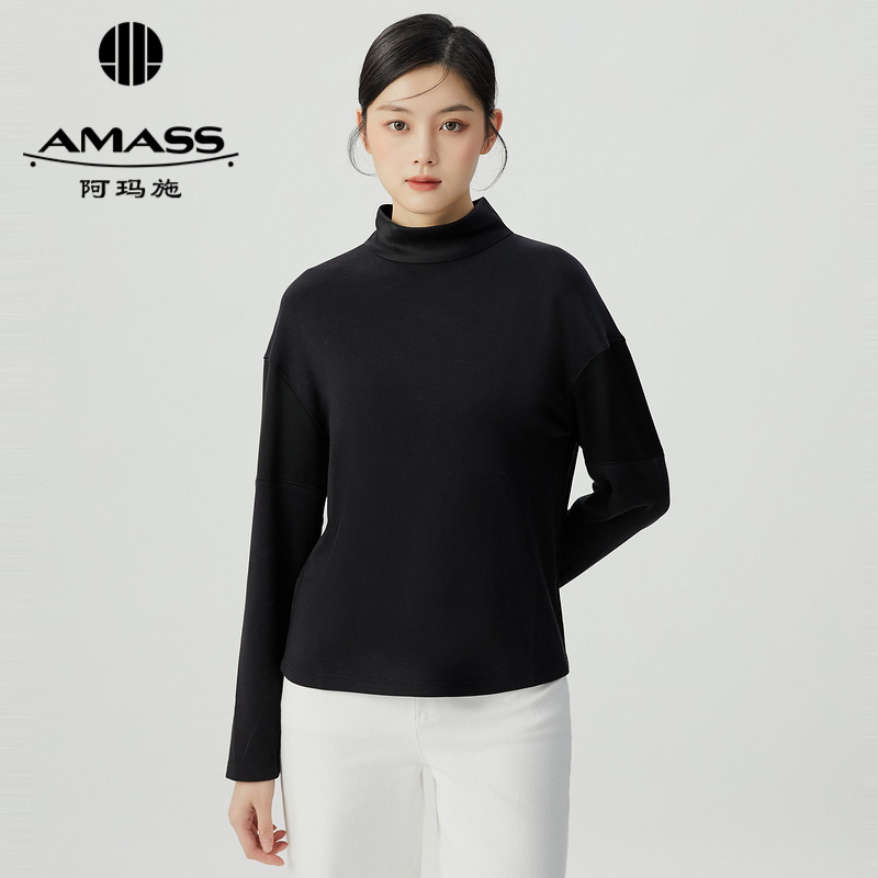 阿玛施AMASS 简约中领休闲外穿打底衫5300809