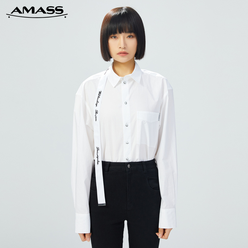 AMASS阿玛施 织带设计宽松版衬衫5300824