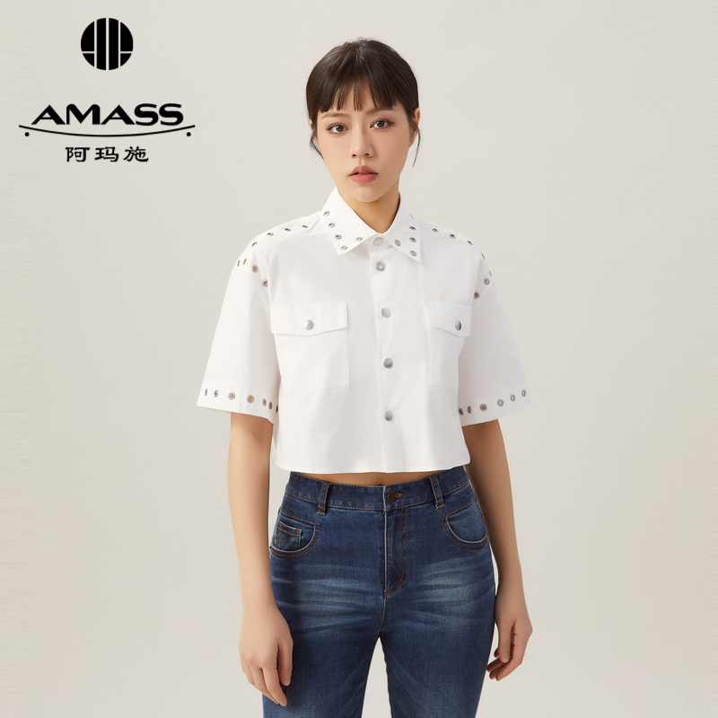 AMASS阿玛施 潮流铆钉短款衬衫 5300837