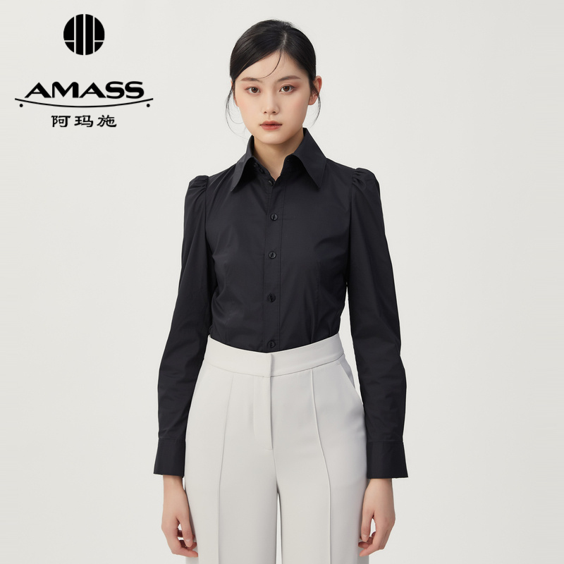 AMASS阿玛施 气质百搭神器收腰长袖衬衫5300851