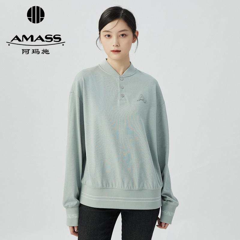 阿玛施AMASS新款圆领A兔长袖宽松卫衣女5300854