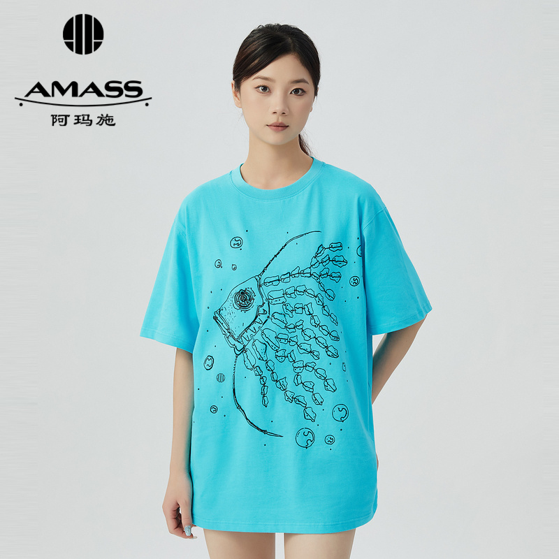 阿玛施AMASS “海洋之声”多巴胺彩色廓形T恤5300858