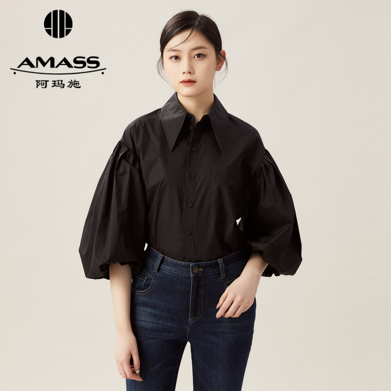 阿玛施AMASS 宽松七分泡泡袖棉质衬衫5300896