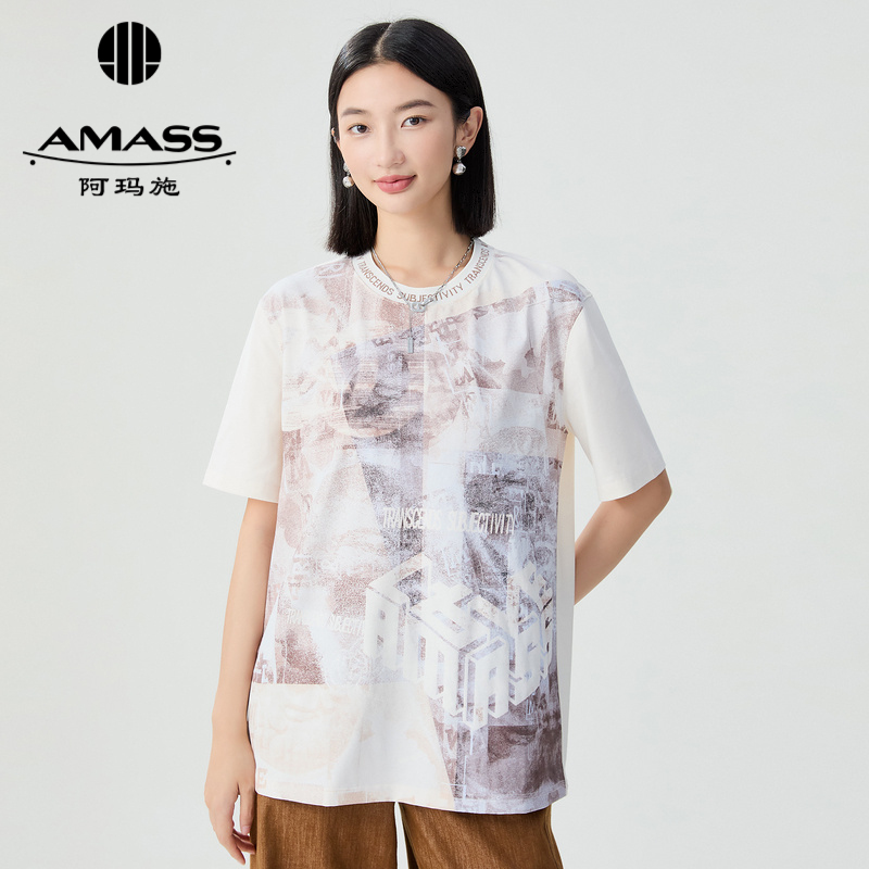 阿玛施AMASS 百搭显瘦休闲棉质短袖T恤5300902