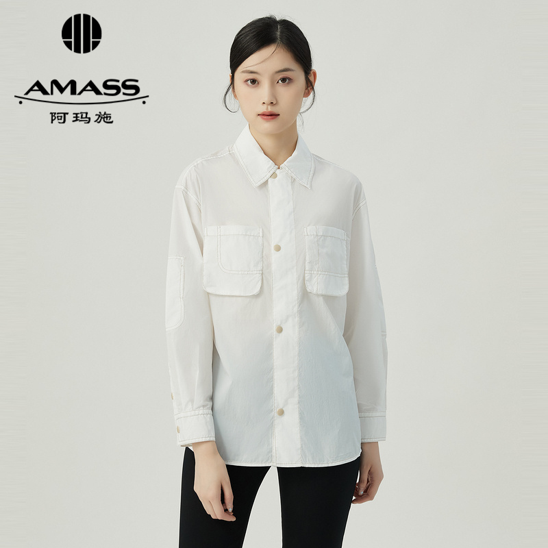 阿玛施AMASS 记忆面料外罩式纯白衬衫5300913