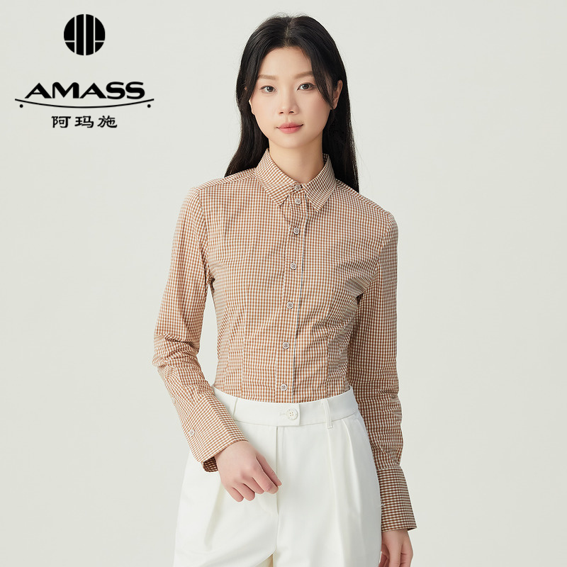 AMASS阿玛施 简约基础百搭款修身棉质白衬衫5300922